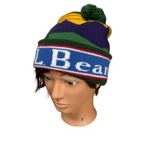 L.L. Bean Adult Colorful Katahdin Knit Pom Beanie Toque O/S